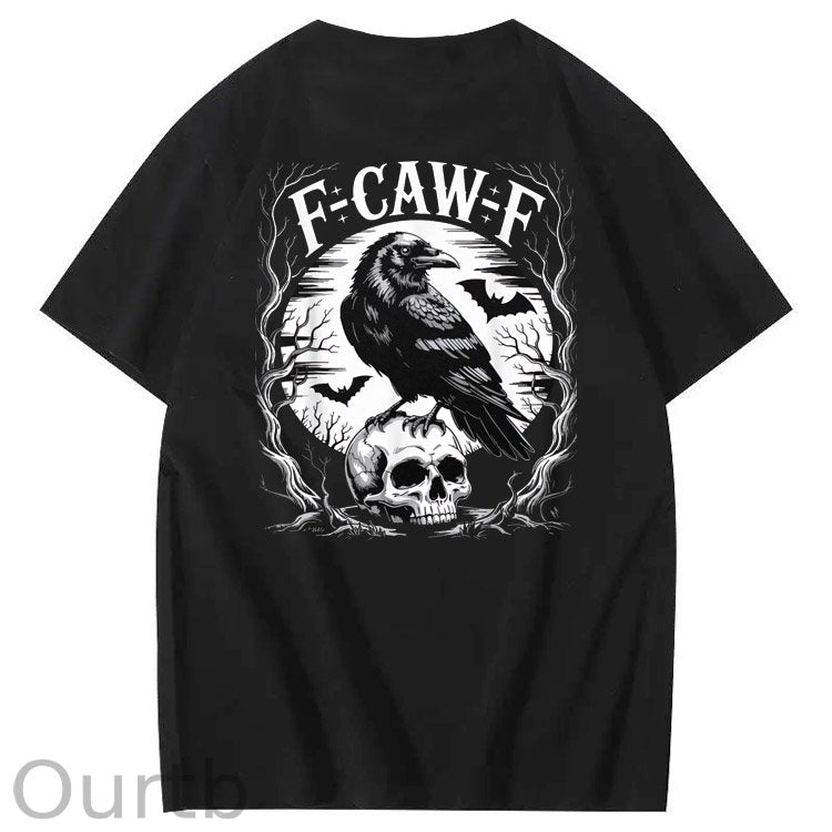 F-Caw-F Skull Pattern100% Cotton T-Shirt