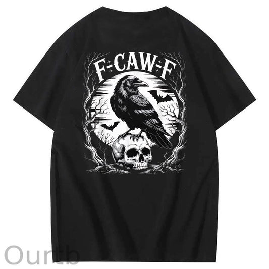 F-Caw-F Skull Pattern100% Cotton T-Shirt