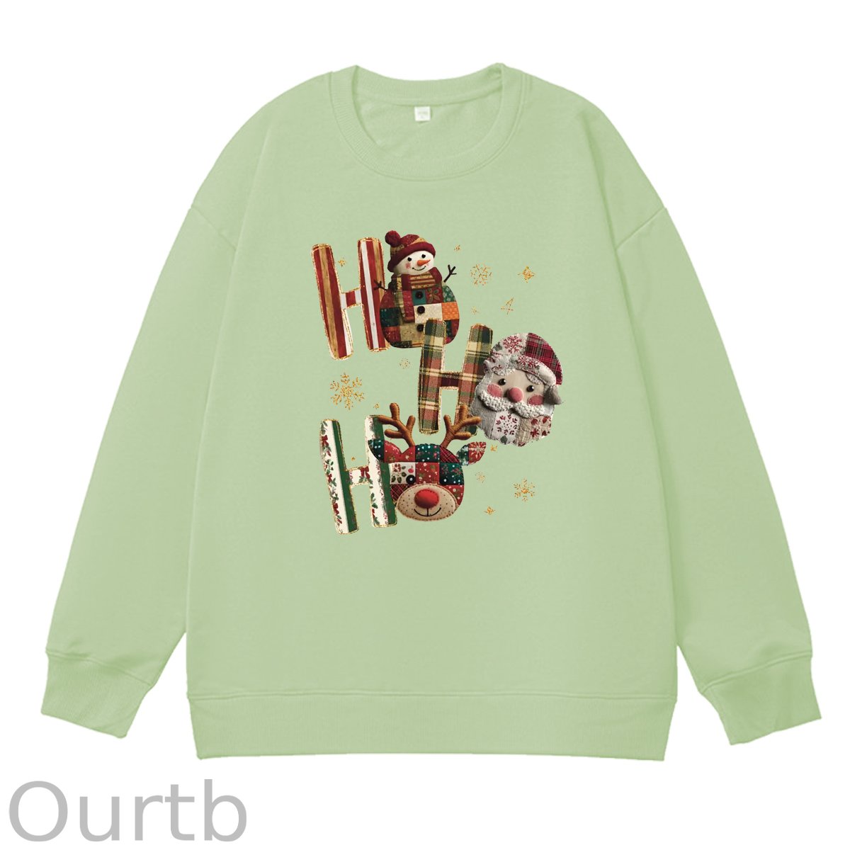 Christmas Ho Ho Ho  Pattern 100% 300g CottonCrew Neck Sweatshirt