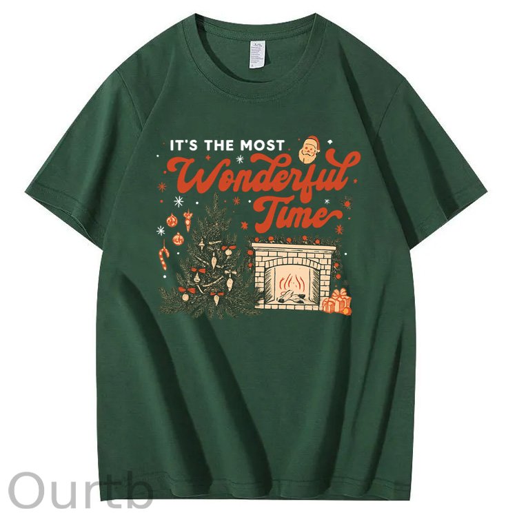 Christmas Wonderful Time Pattern100% Cotton T-Shirt