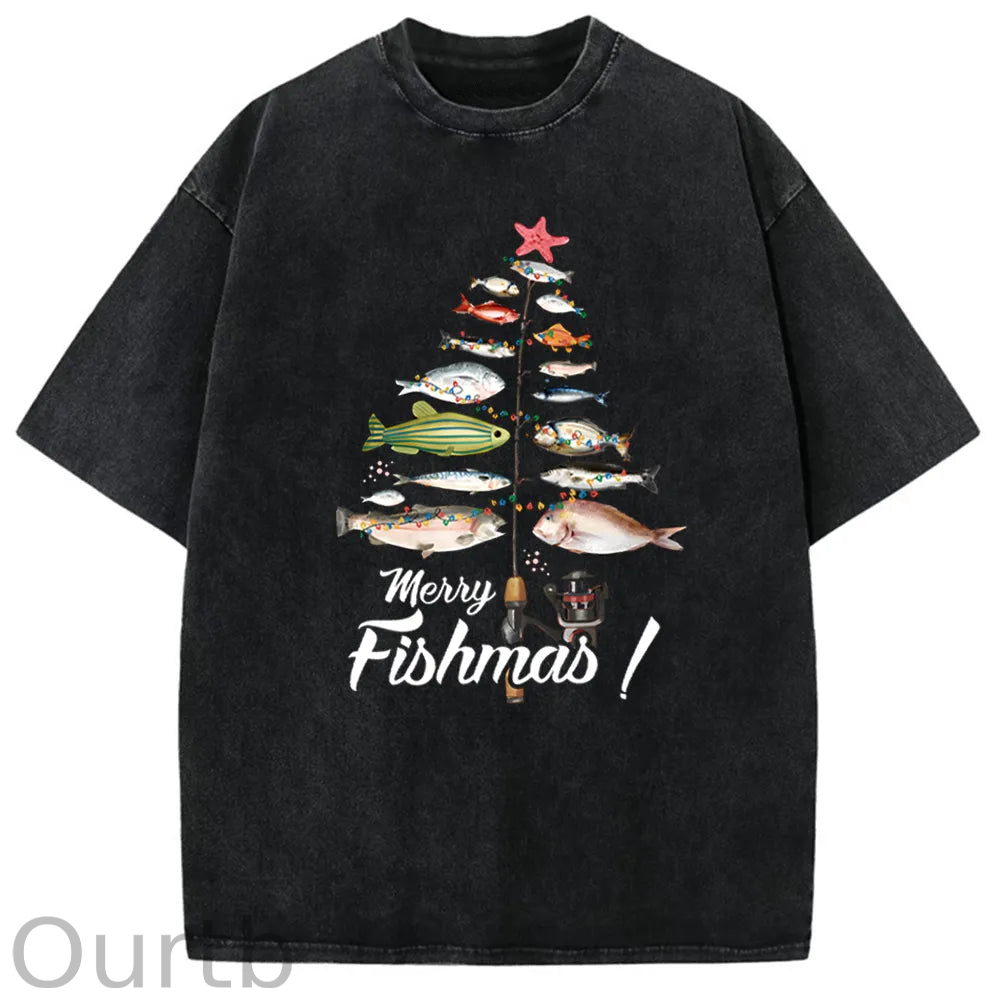 Merry Fishmas Print Unisex T-shirt