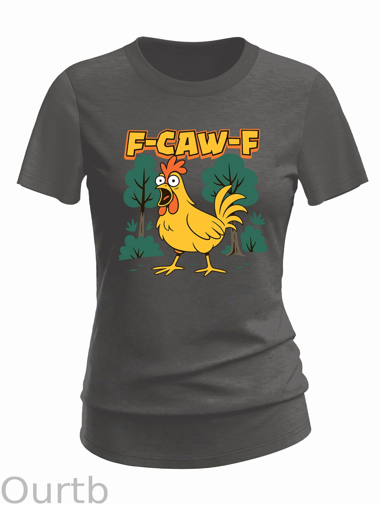 F-Caw-F  Crazy Shocked Chicken Pattern 100% Cotton  T-Shirt