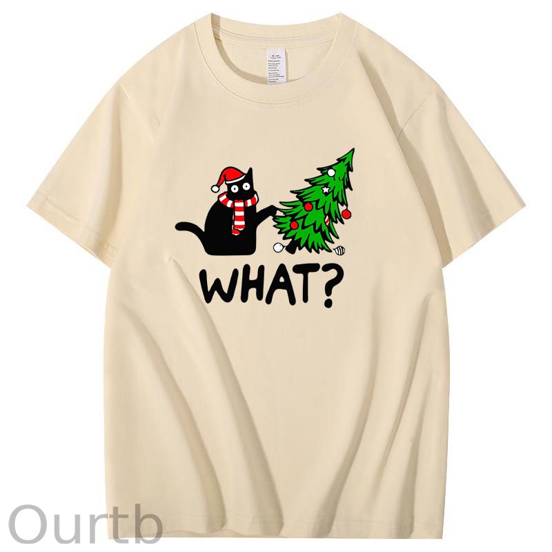 Black Cat What Christmas T-Shirt