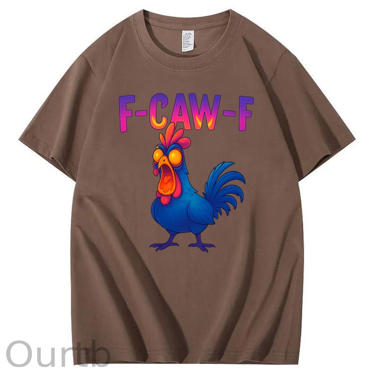 F-Caw-F Color Gradient Chicken Pattern100% Cotton T-Shirt