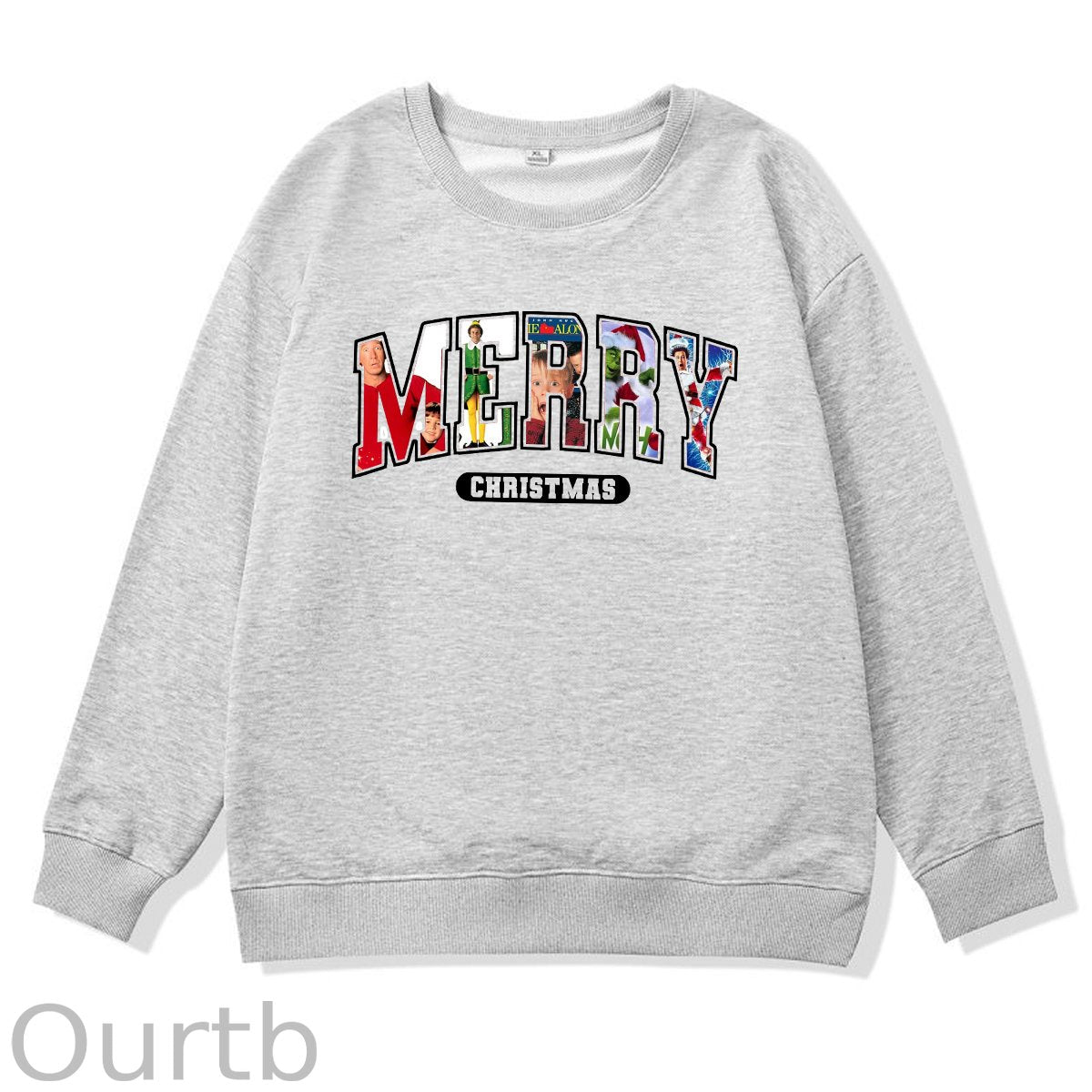 Merry Christmas Pattern 100% 300g CottonCrew Neck Sweatshirt