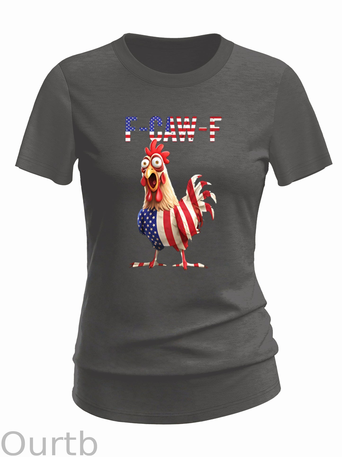 F-Caw-F Shocked American Chicken  Pattern 100% Cotton  T-Shirt