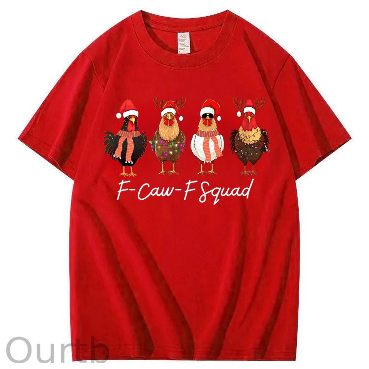 F-Caw-F Squad Chicken Christmas 100% Cotton T-Shirt