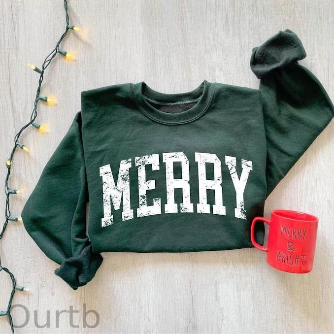 Retro Merry Christmas 100% Cotton Fleece Sweatshirt