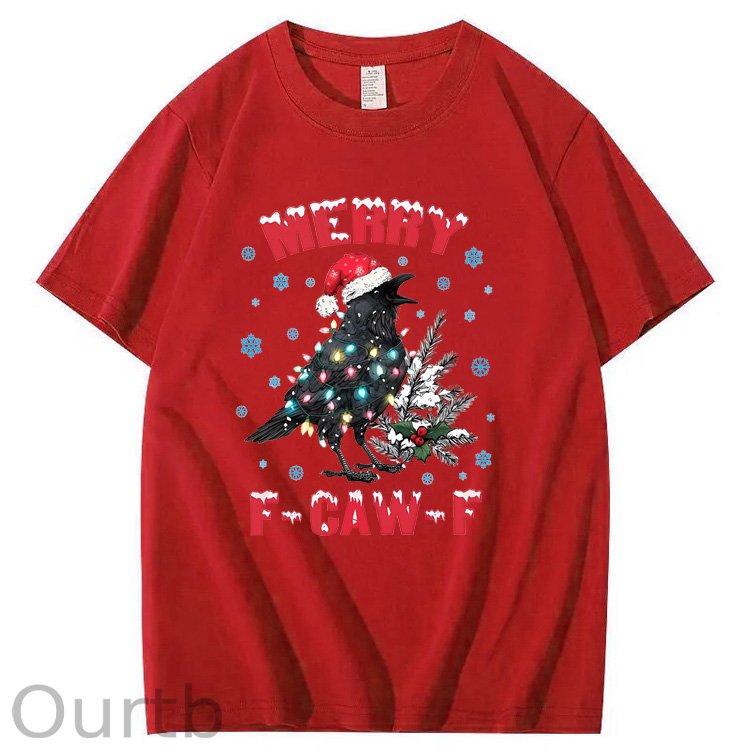 Christmas  Merry F-Caw-F  Pattern100% Cotton T-Shirt