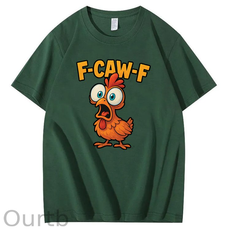 F-Caw-F Shock Chicken Pattern100% Cotton T-Shirt