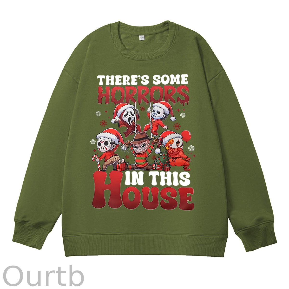 Christmas Horrors  Pattern 100% 300g Cotton Crew Neck Sweatshirt