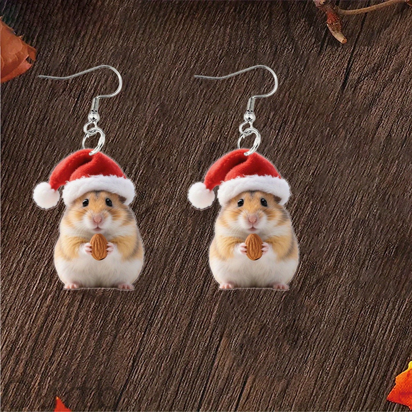 Christmas Hamster Earrings