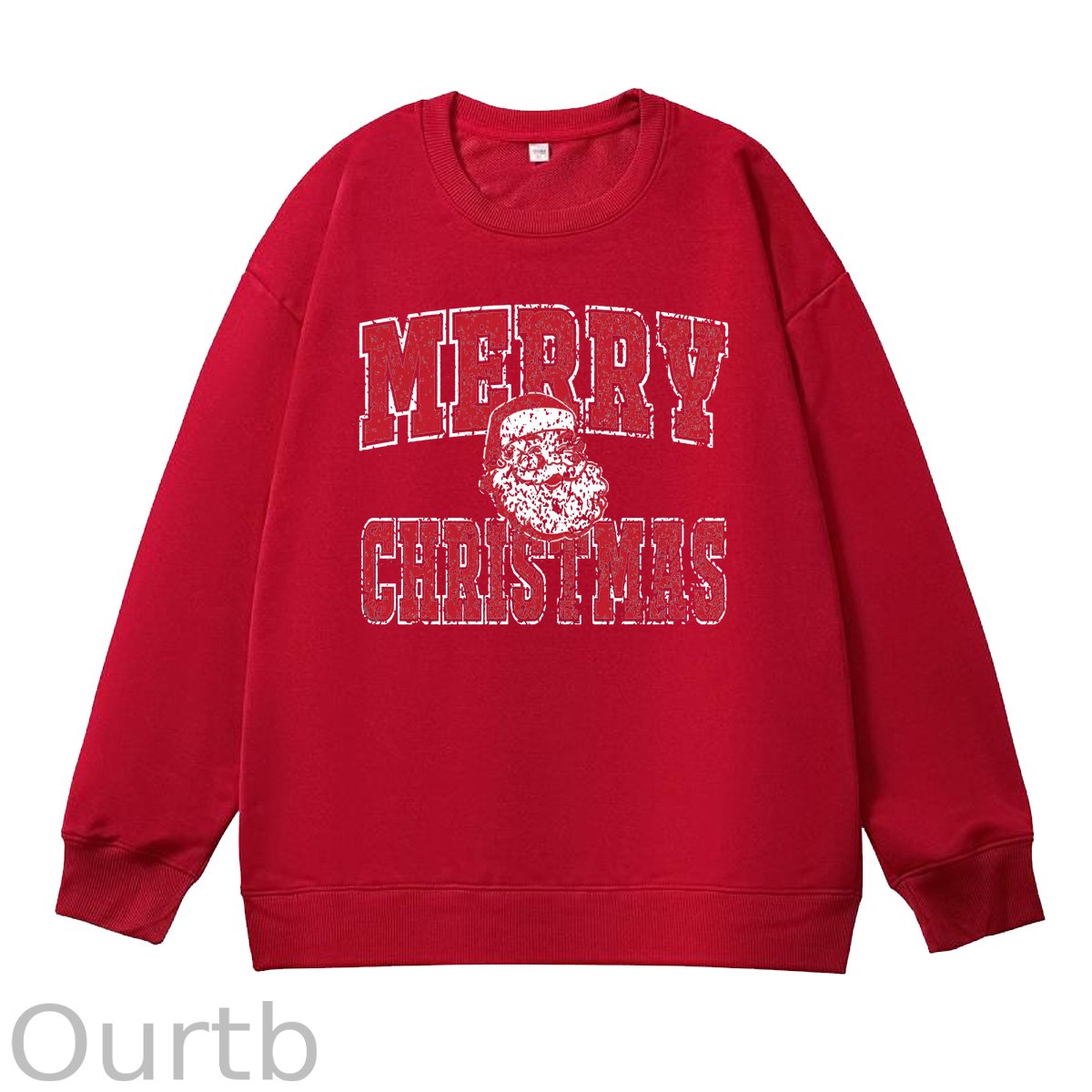 Merry Christmas Pattern 100% 300g CottonCrew Neck Sweatshirt