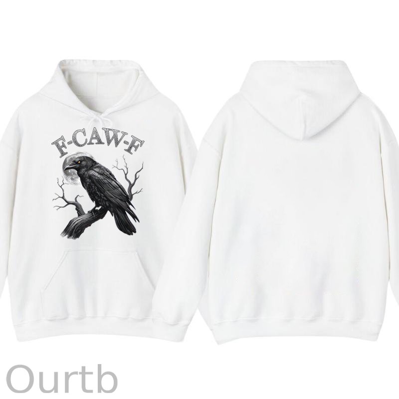 F-Caw-F Crow Cotton Fleece Hooded Sweatshirt