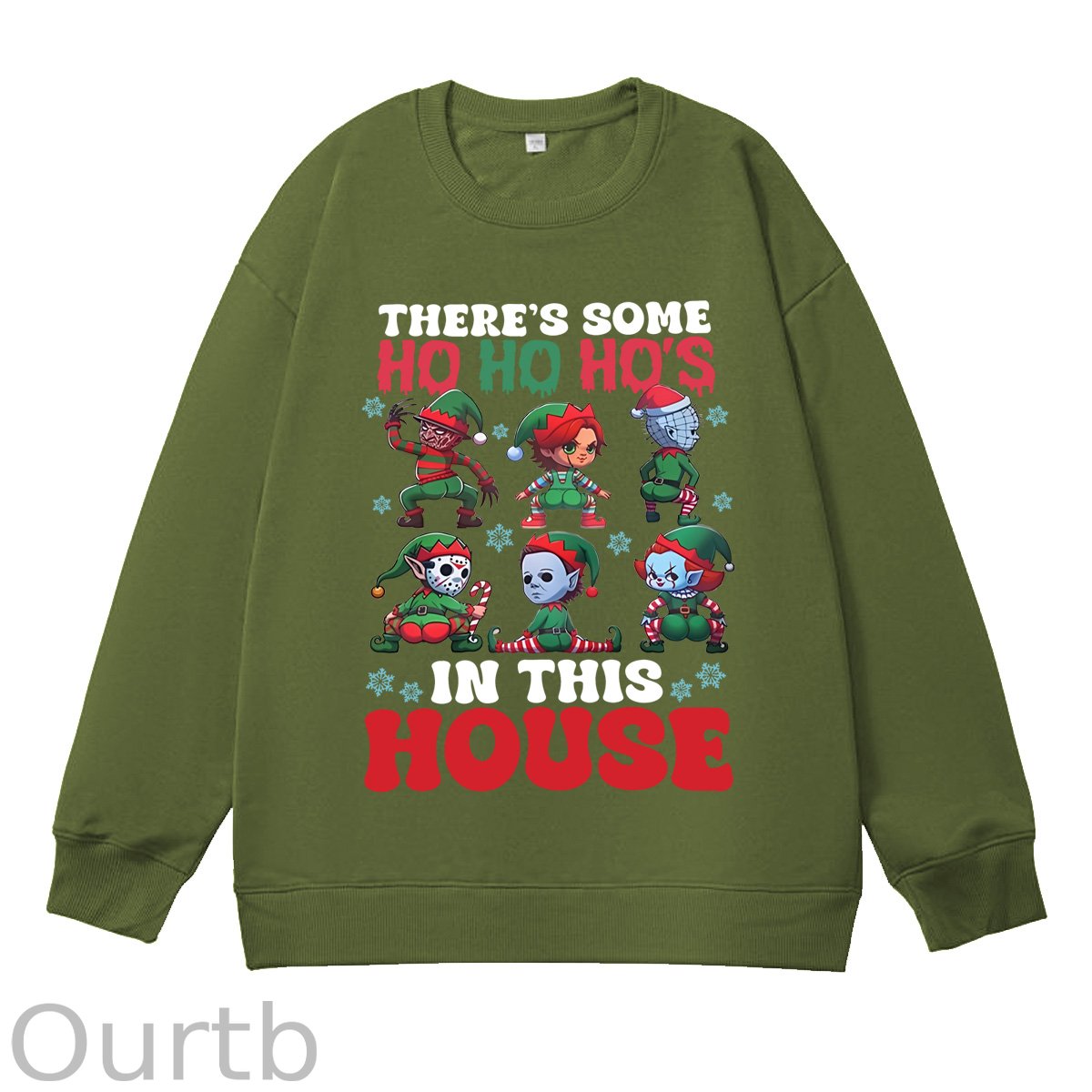Christmas Ho Ho Ho‘s  Pattern 100% 300g CottonCrew Neck Sweatshirt