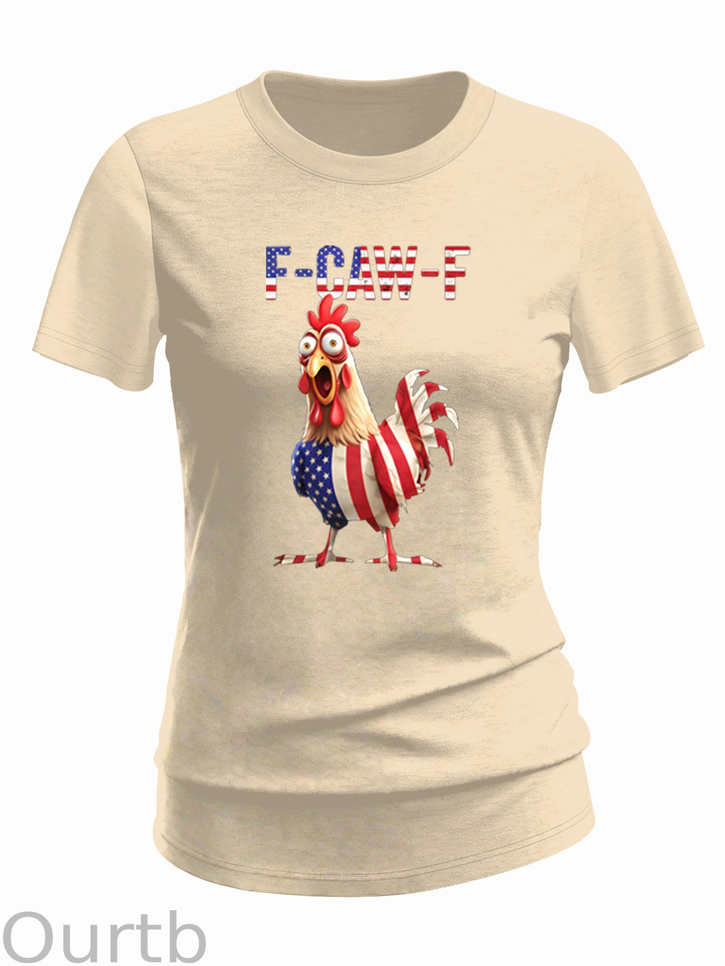 F-Caw-F Shocked American Chicken  Pattern 100% Cotton  T-Shirt