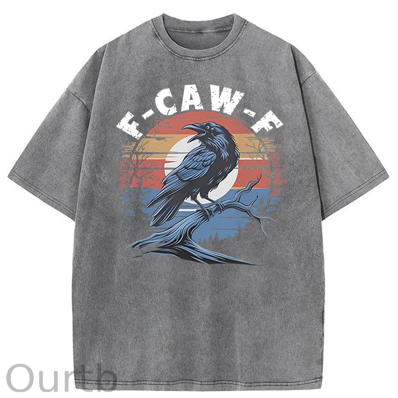 F-Caw-F Crow Washed Cotton T-Shirt