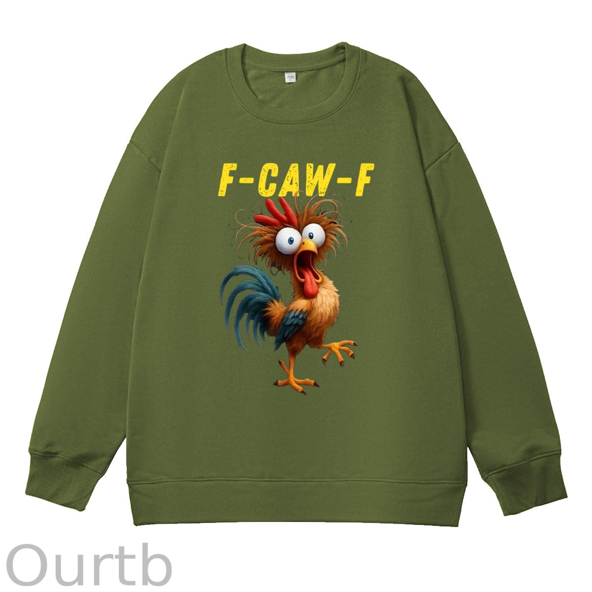 F-Caw-F Crazy Chicken Pattern 100% 300g CottonCrew Neck Sweatshirt