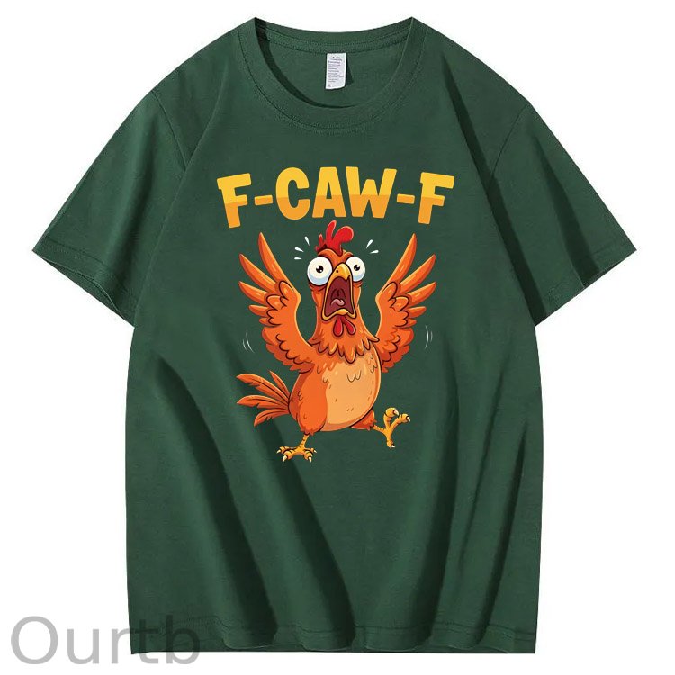F-Caw-F Crazy Jumped Chicken Pattern100% Cotton T-Shirt