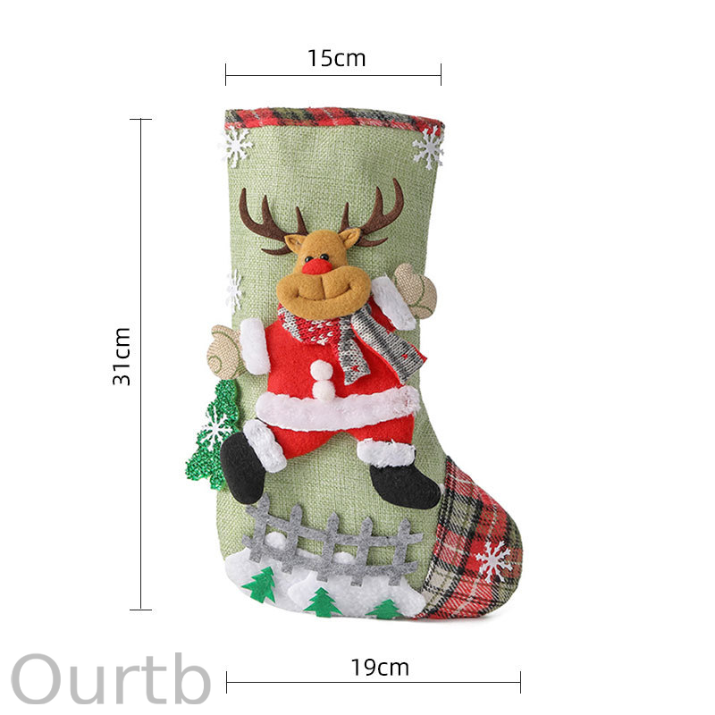 Christmas Linen Large Christmas Stocking Ornament Gift Bag Gift Bag