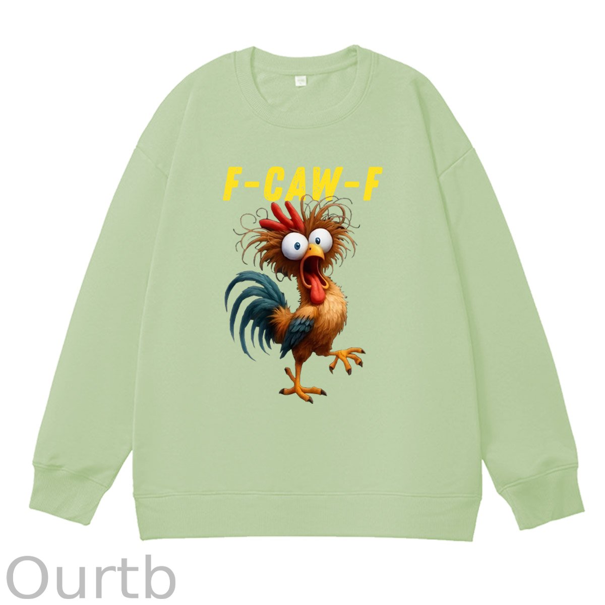 F-Caw-F Crazy Chicken Pattern 100% 300g CottonCrew Neck Sweatshirt