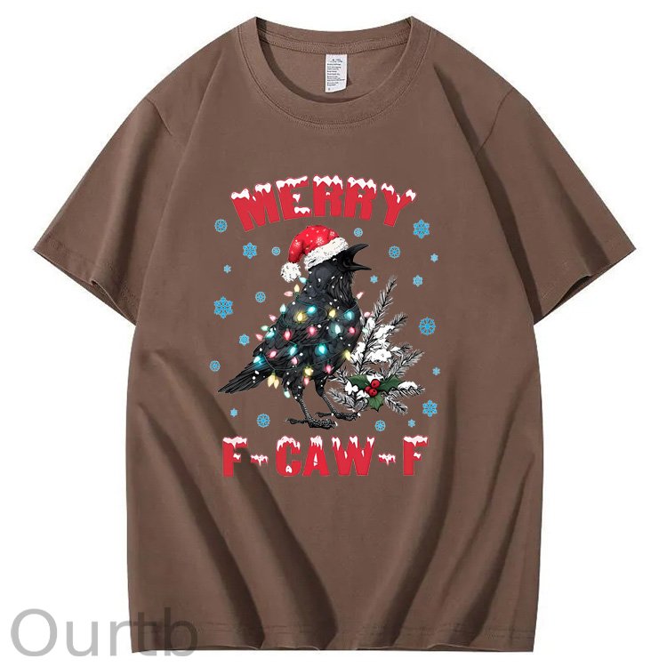 Christmas  Merry F-Caw-F  Pattern100% Cotton T-Shirt