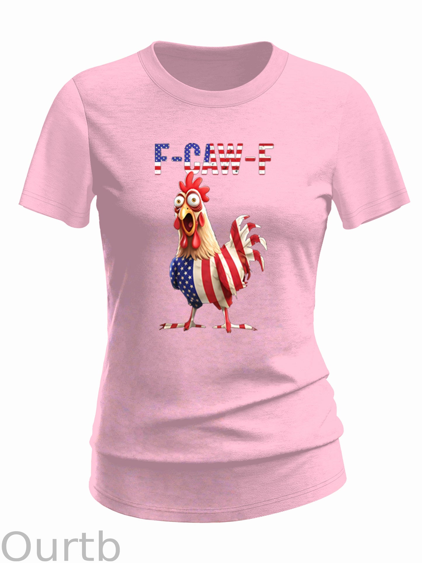 F-Caw-F Shocked American Chicken  Pattern 100% Cotton  T-Shirt