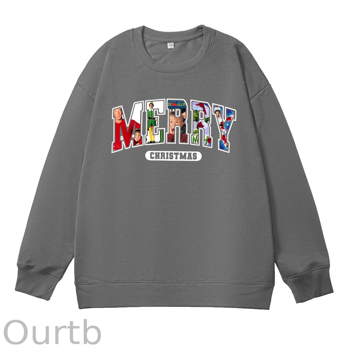 Merry Christmas Pattern 100% 300g CottonCrew Neck Sweatshirt