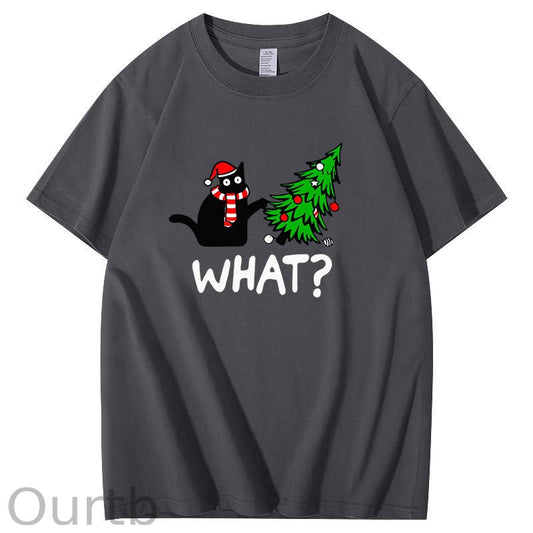 Black Cat What Christmas T-Shirt