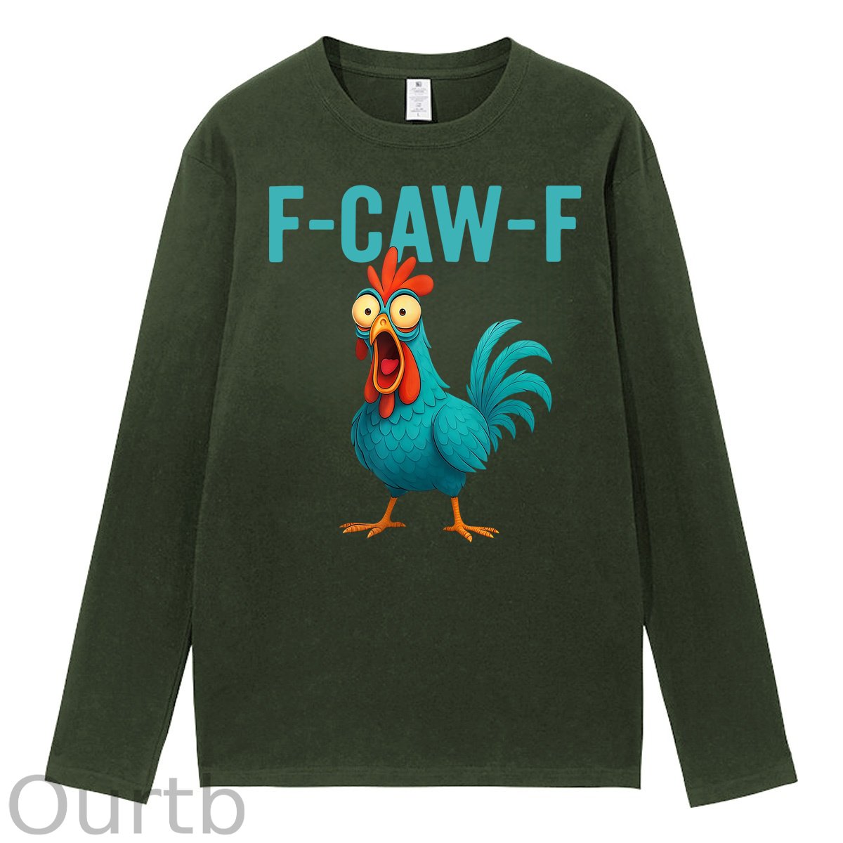 Funny Rooster Chicken F-Caw-F Chicken 100% Cotton Long Sleeve T-Shirt