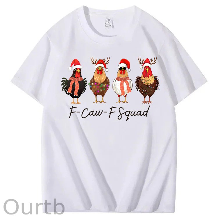 F-Caw-F Squad Chicken Christmas 100% Cotton T-Shirt