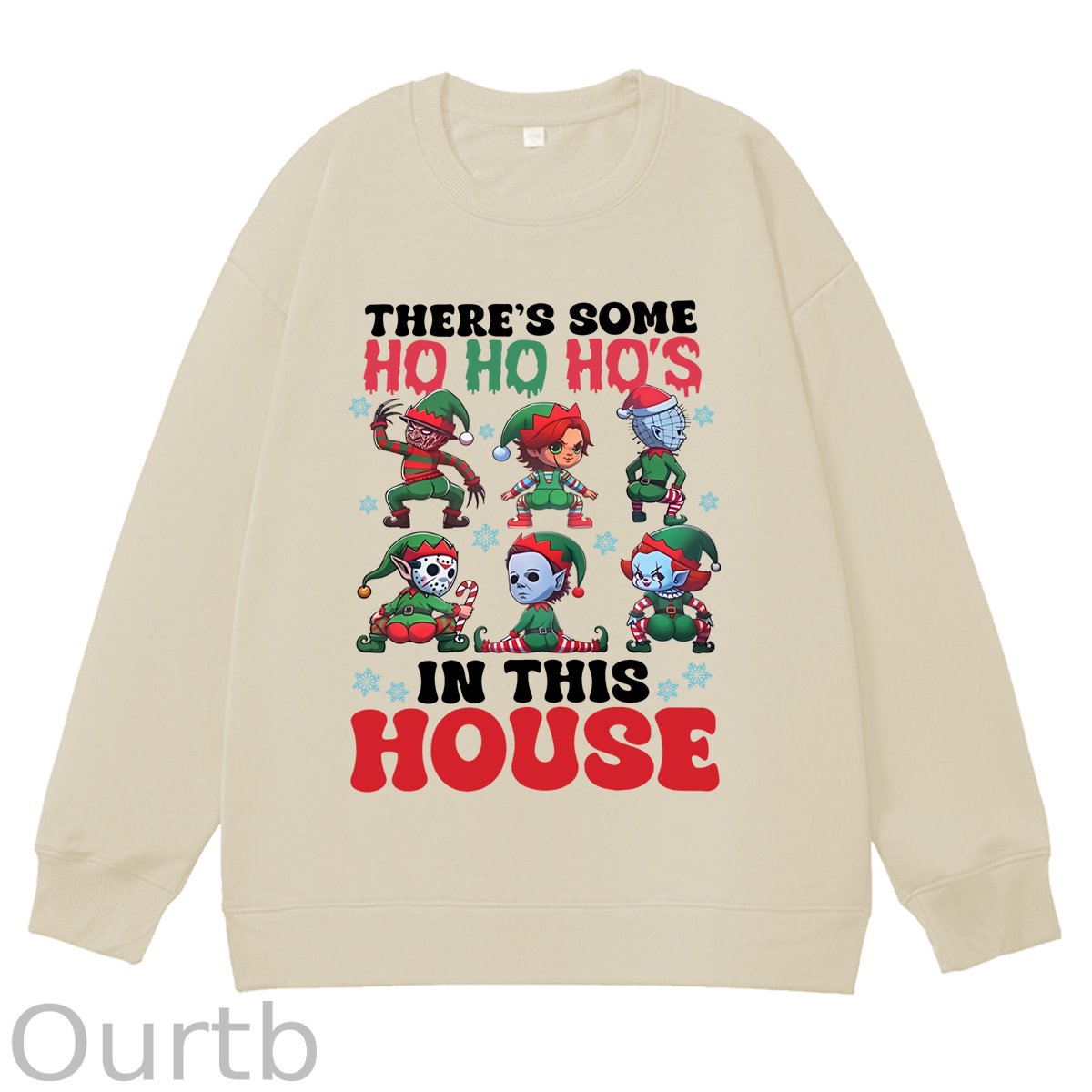 Christmas Ho Ho Ho‘s  Pattern 100% 300g CottonCrew Neck Sweatshirt