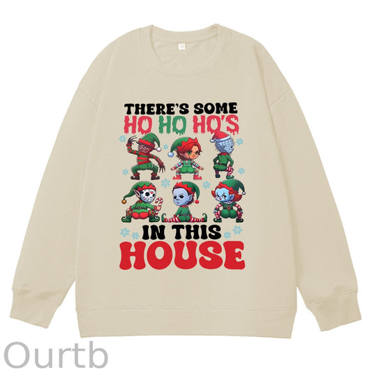 Christmas Ho Ho Ho‘s  Pattern 100% 300g CottonCrew Neck Sweatshirt