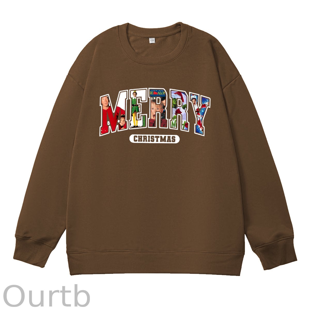 Merry Christmas Pattern 100% 300g CottonCrew Neck Sweatshirt