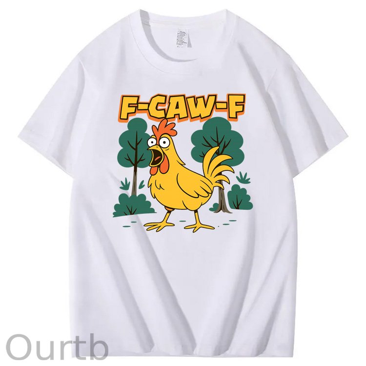 F-Caw-F Crazy Shock Chicken Pattern100% Cotton T-Shirt