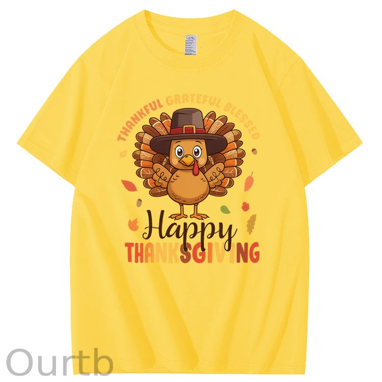 Happy Thanksgiving Pattern100% Cotton T-Shirt