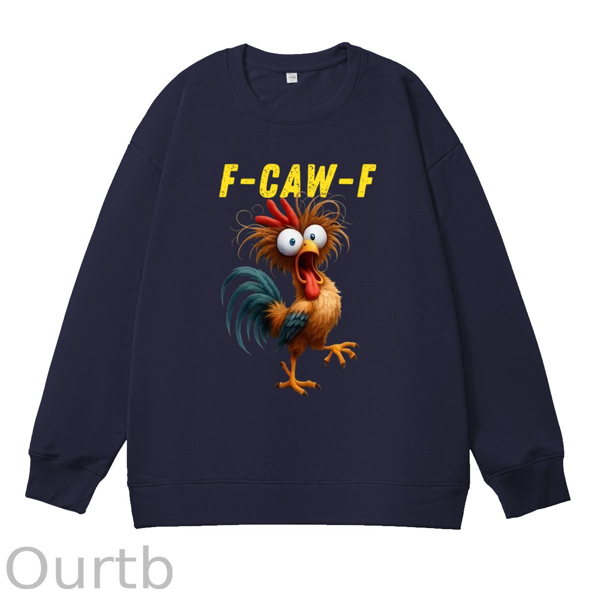 F-Caw-F Crazy Chicken Pattern 100% 300g CottonCrew Neck Sweatshirt