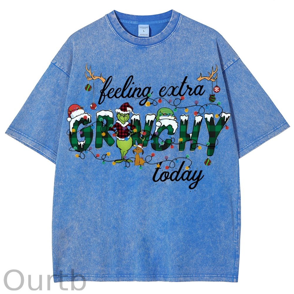 Unisex Christmas Printed Washed Tee