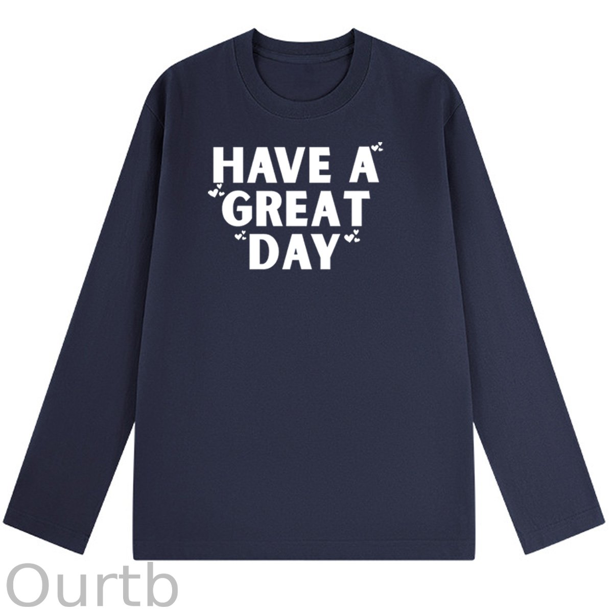 Have A Great Day Pattern Pattern Long Sleeve 100% Cotton  T-Shirt