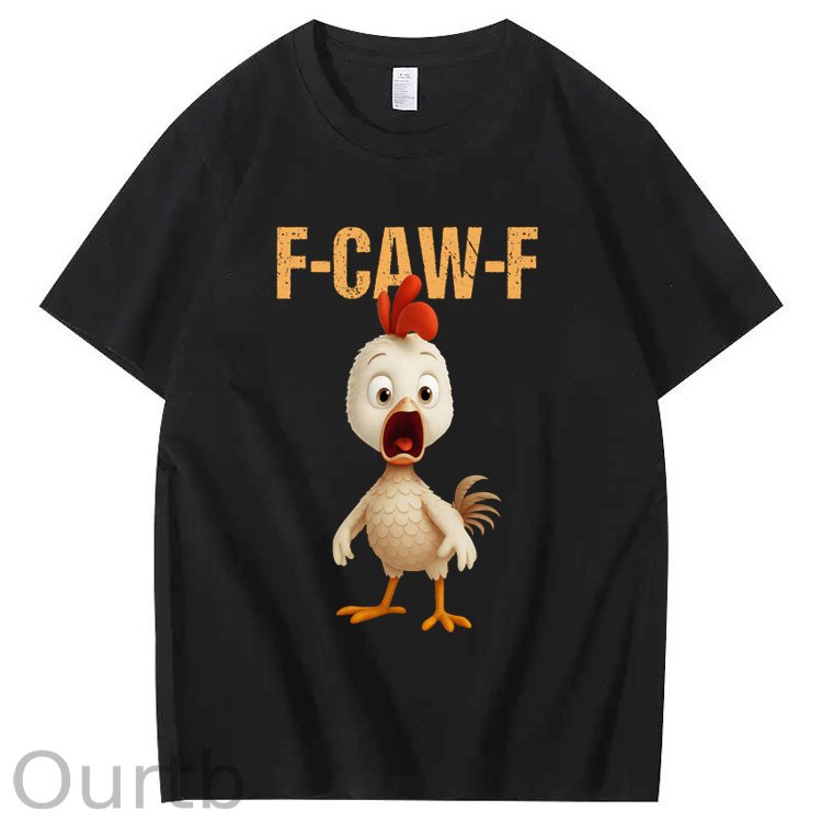 F-Caw-F Funny  Angry Chicken  Pattern100% Cotton T-Shirt