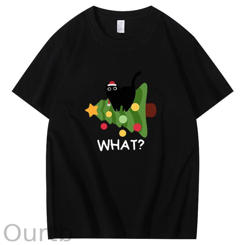 Black cat Christmas Tree T-Shirt