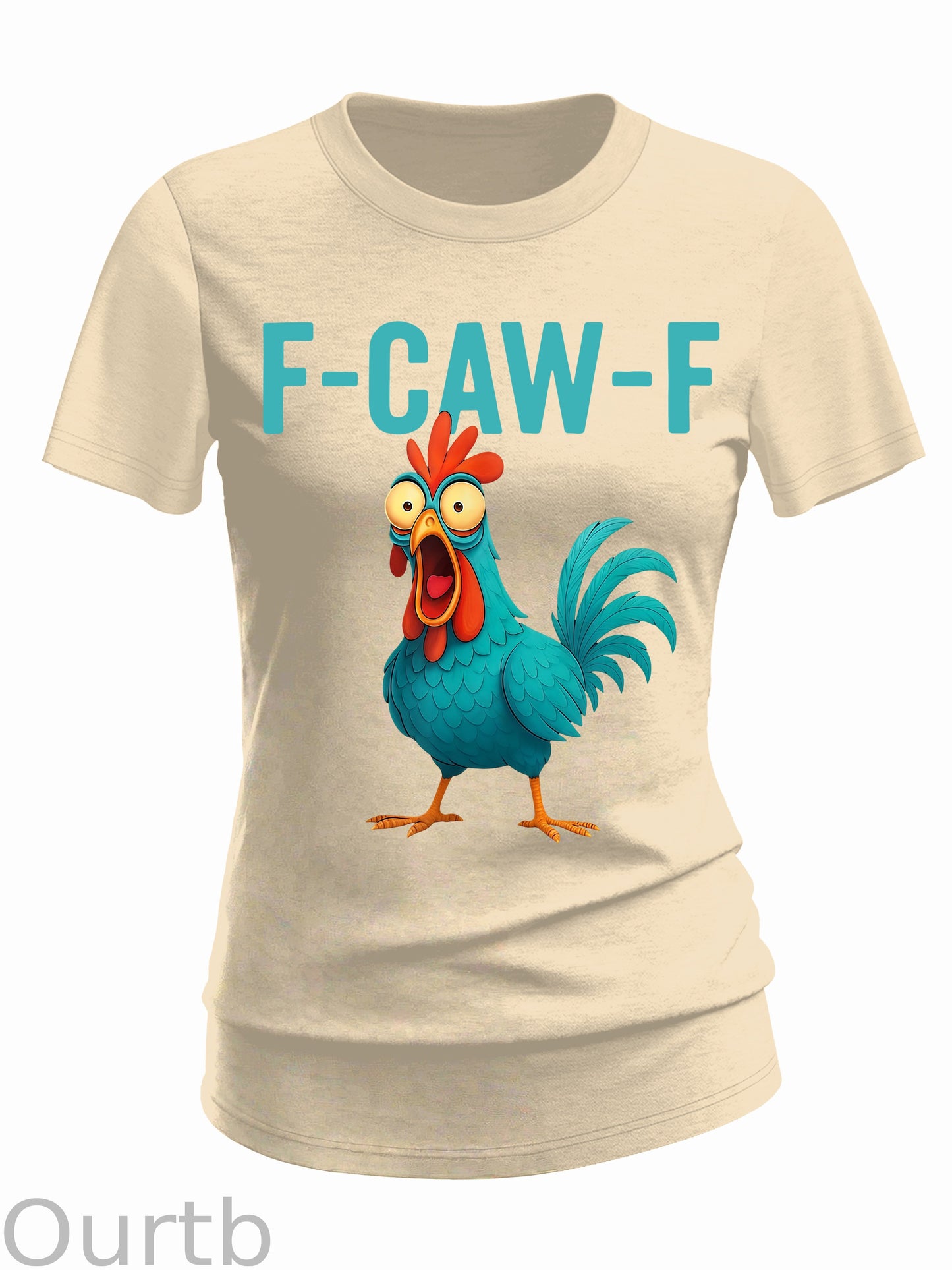 Women's Funny Rooster Chicken F-Caw-F Chicken 100% Cotton T-Shirt
