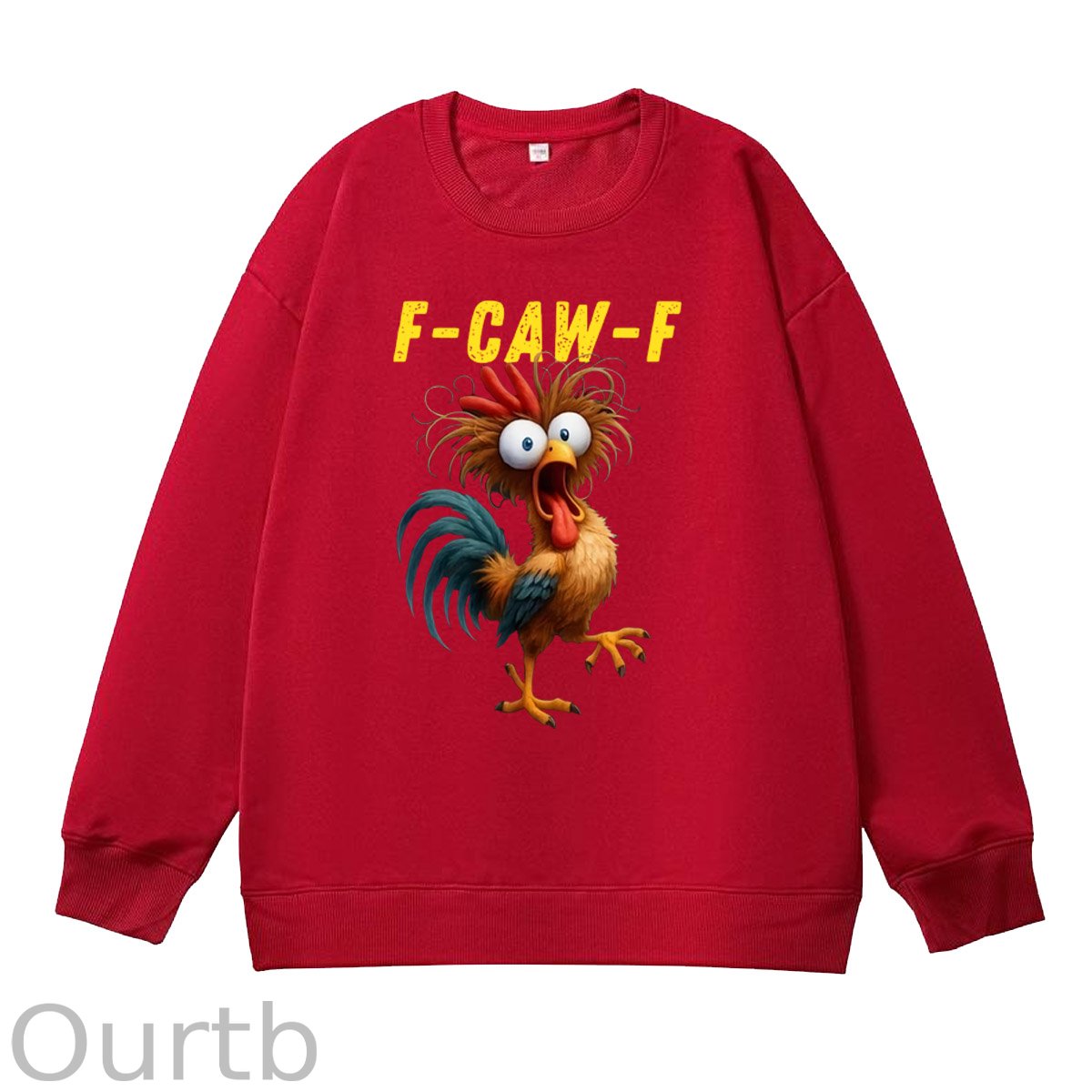 F-Caw-F Crazy Chicken Pattern 100% 300g CottonCrew Neck Sweatshirt