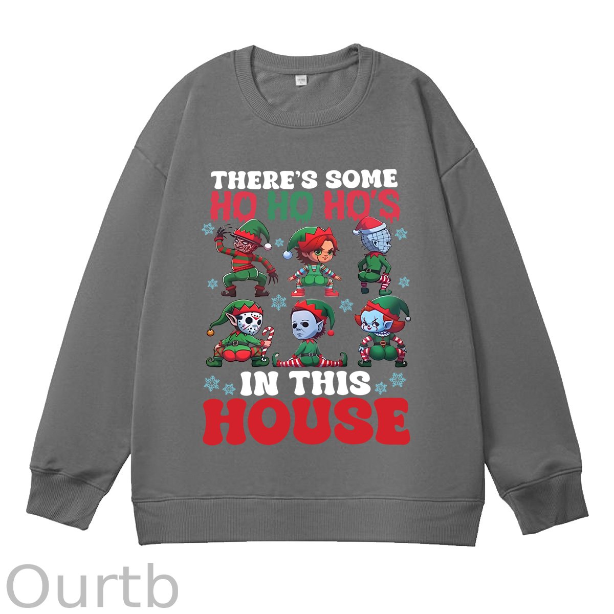 Christmas Ho Ho Ho‘s  Pattern 100% 300g CottonCrew Neck Sweatshirt