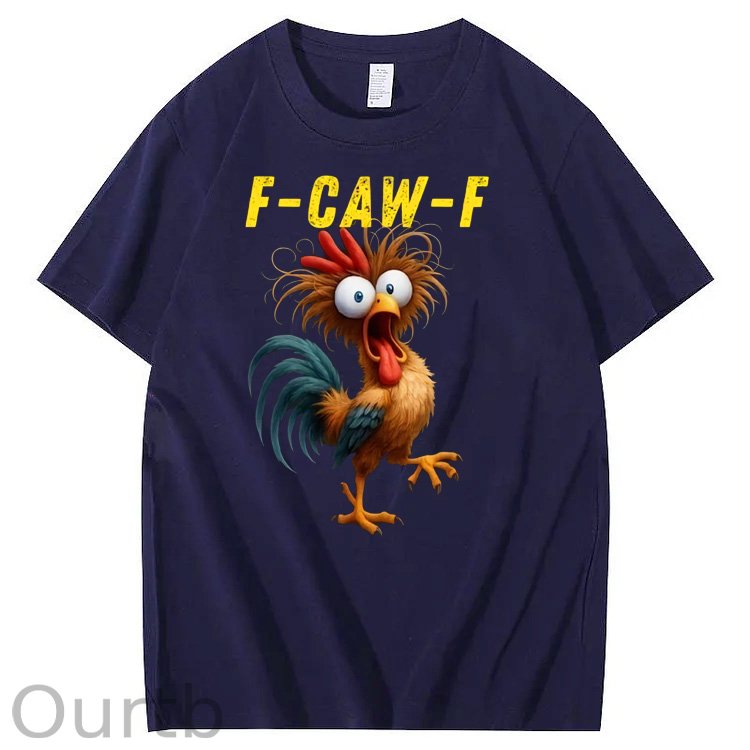 F-Caw-F Crazy Chicken Pattern100% Cotton T-Shirt