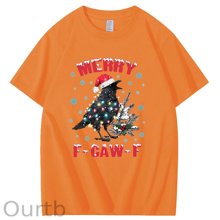 Christmas  Merry F-Caw-F  Pattern100% Cotton T-Shirt