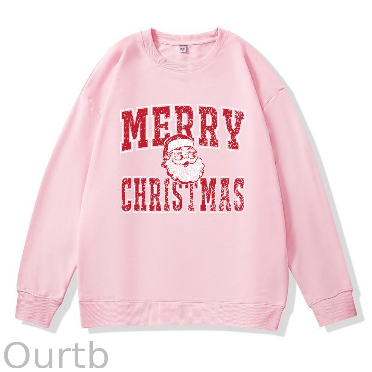 Merry Christmas Pattern 100% 300g CottonCrew Neck Sweatshirt