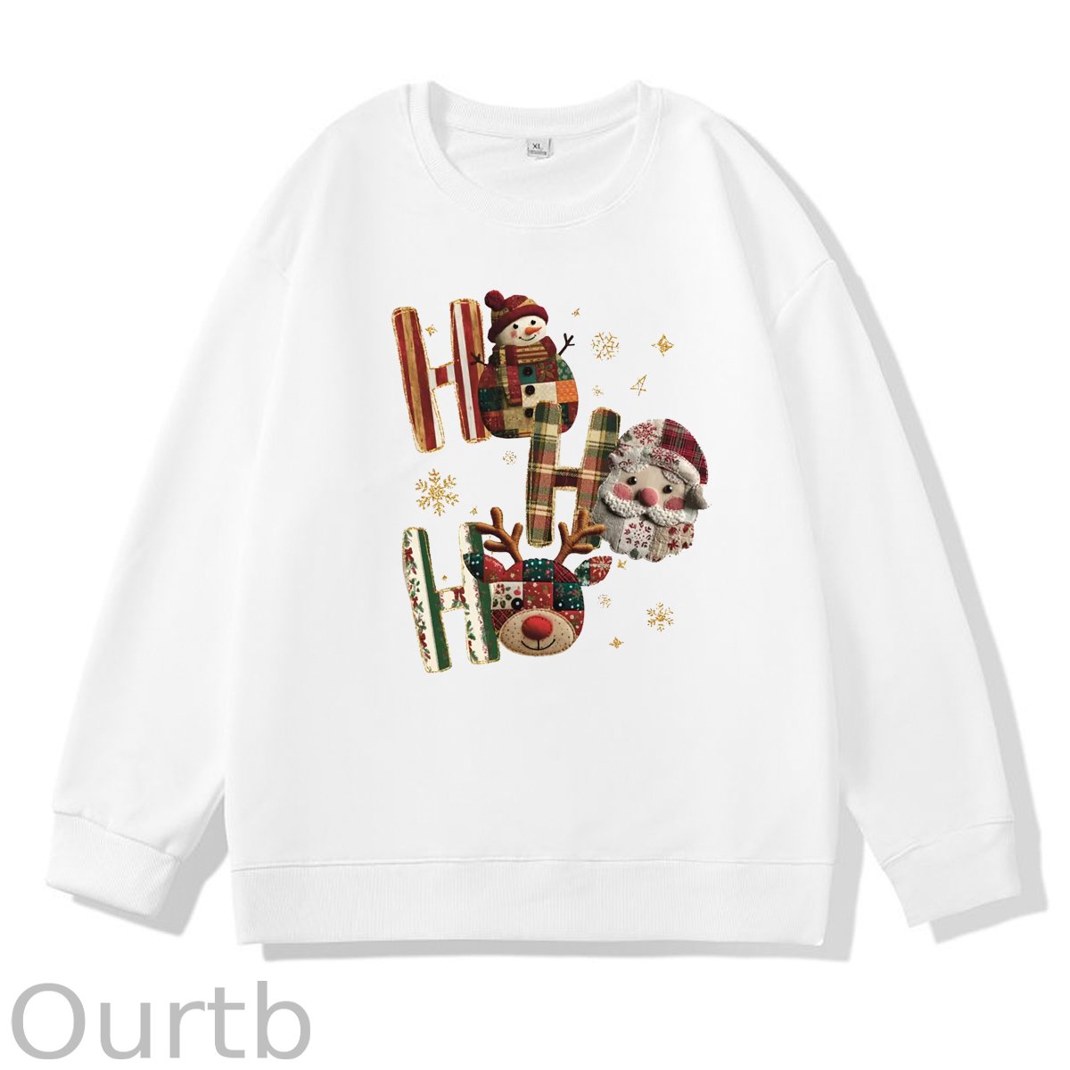 Christmas Ho Ho Ho  Pattern 100% 300g CottonCrew Neck Sweatshirt