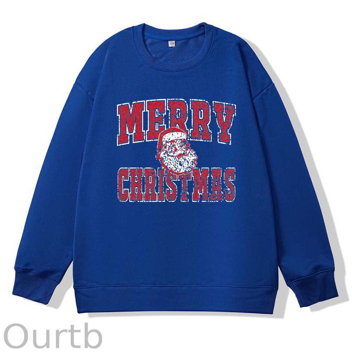 Merry Christmas Pattern 100% 300g CottonCrew Neck Sweatshirt