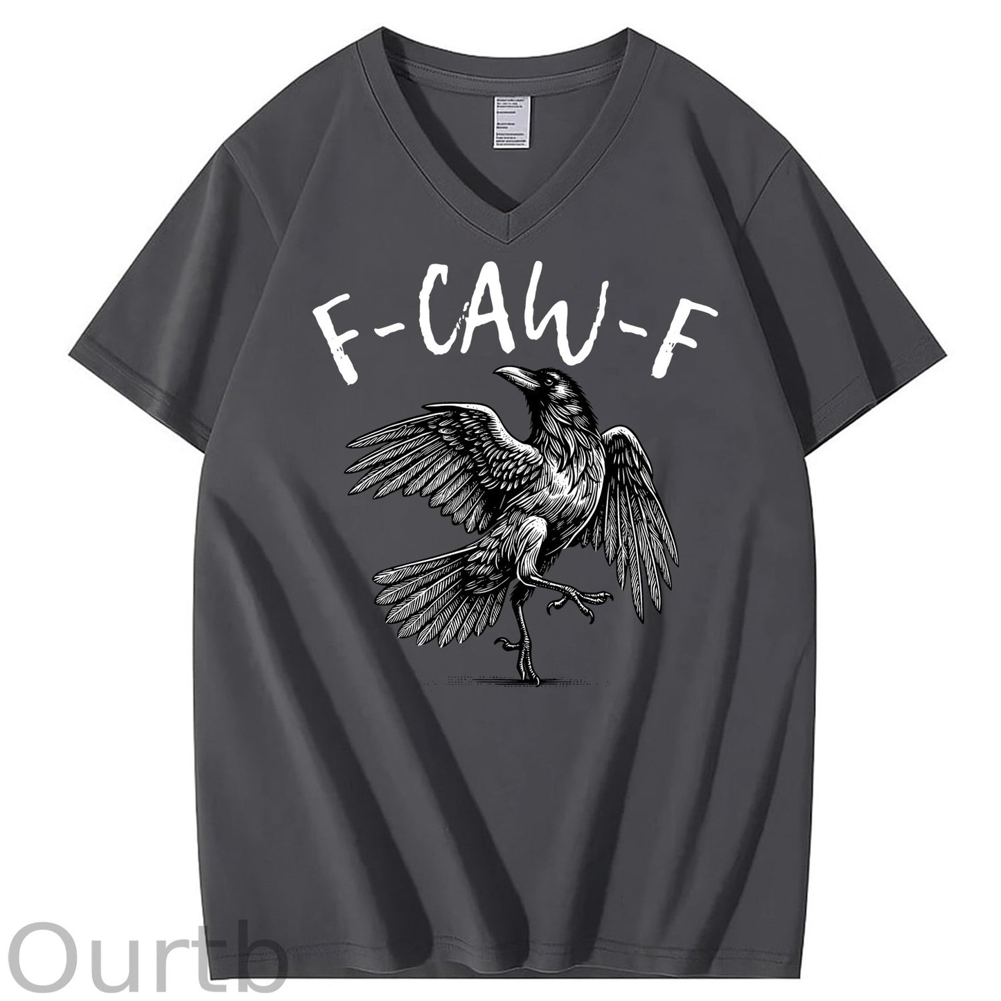 F-Caw-F Crow 100% Cotton V Neck T-Shirt